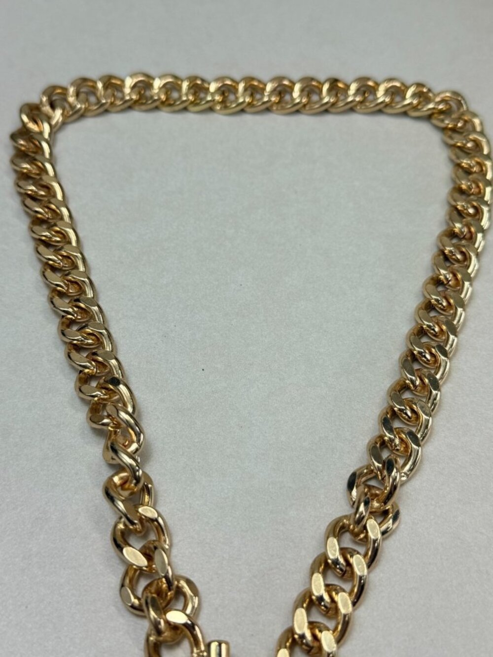 Modern Chunky Gold Tone Chain Necklace Baroque Freshwater Pearl Pendant - Picture 5 of 7